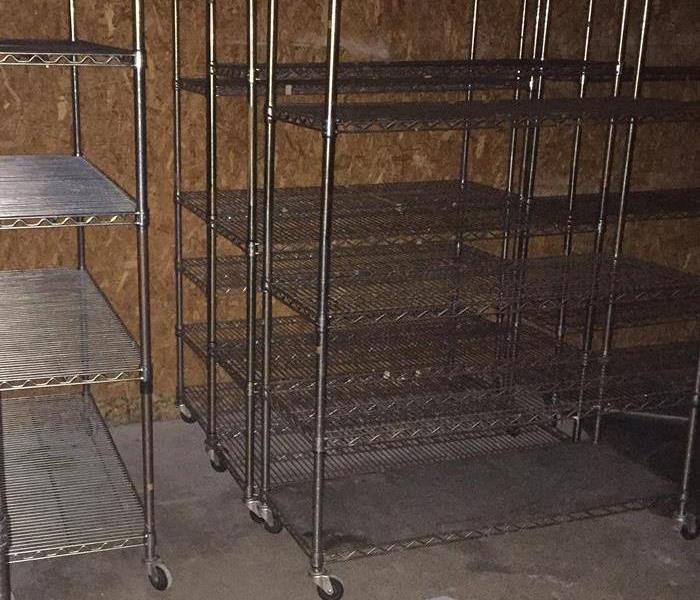 Wire racks in the garage of a Carthage, MO home.